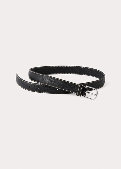 Shop Totême Slim Trouser Leather Belt Black Grain