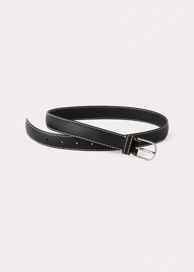 Totême Toteme Slim Leather Belt In Black Grain