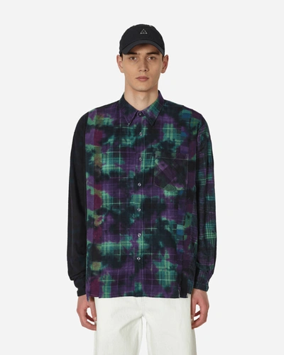 Shop Needles 7 Cuts Wide Uneven Dye Flannel Shirt In Multicolor