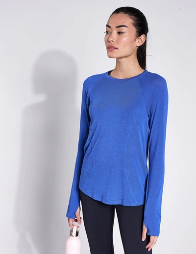 Shop Goodmove Scoop Neck Base Layer Fitted Top In Blue
