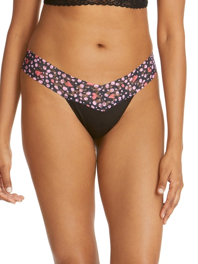 Shop Hanky Panky Supima® Cotton Low Rise Thong With Contrast Trim In Black