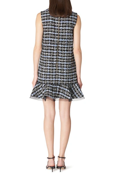 Shop Carolina Herrera Ruffle Hem Tweed Shift Dress In Bluebell Multi