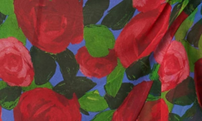 Shop Carolina Herrera Rose Print Ruffle One Shoulder Silk Gown In Red Multi Color