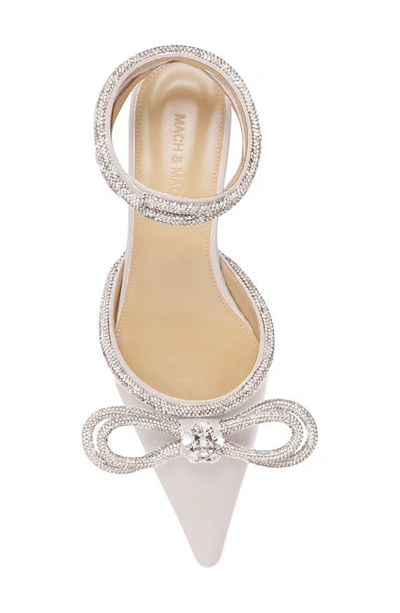 Mach&mach Double Crystal Bow Pointed Toe Flat In White