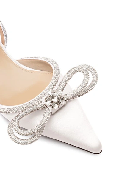 Mach&mach Double Crystal Bow Pointed Toe Flat In White