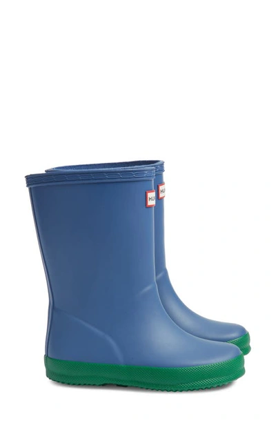 Shop Hunter Kids' Original First Classic Waterproof Rain Boot In Peak Blue/ Hyper Green