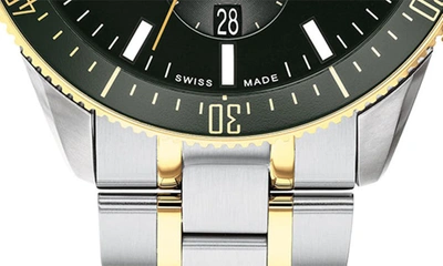 Movado Calendoplan S Two Tone Stainless Steel Chronograph, 42mm In Green