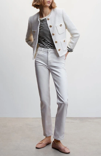 Mango Mid-rise Straight Jeans White In White