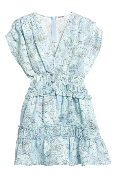 Shop Alexis Ruth Floral Smocked Waist Minidress In Blue Bloom