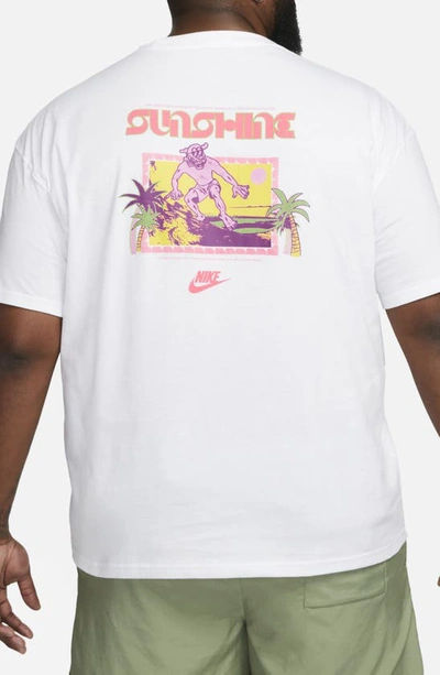 Nike Beach Party Cotton Graphic T-shirt In White/white | ModeSens