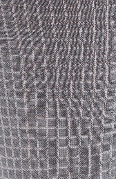 Shop Canali Microcheck Cotton Dress Socks In Grey