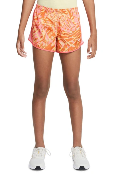 Shop Nike Kids' Dri-fit Tempo Running Shorts In Monarch/ Sea Coral/ White