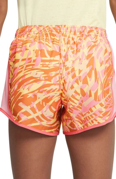 Shop Nike Kids' Dri-fit Tempo Running Shorts In Monarch/ Sea Coral/ White