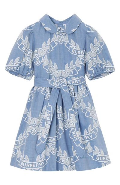 Shop Burberry Kids' Mariele Cotton Chambray Dress In Pale Blue Ip Pat