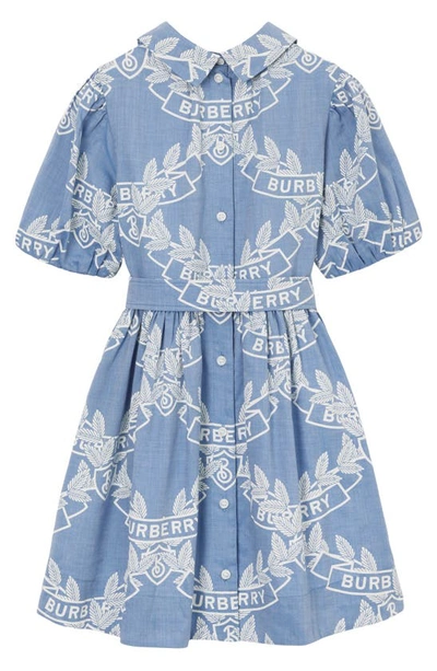 Shop Burberry Kids' Mariele Cotton Chambray Dress In Pale Blue Ip Pat