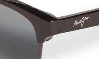 Shop Maui Jim Kawika 54mm Polarizedplus®2 Rectangular Sunglasses In Black Gloss/ Pewter