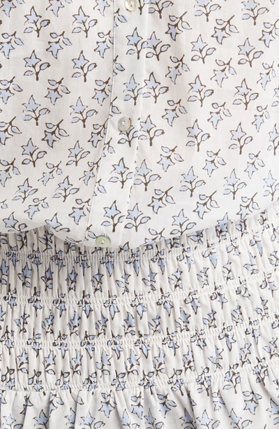 Shop Rails Milana Floral Smocked Waist Cotton Minidress In White Blue Ivy