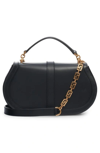 Shop Versace Mini Greca Goddess Leather Shoulder Bag In Black/  Gold