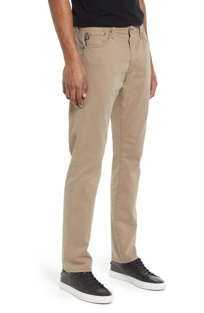 Shop Ag Everett Sueded Stretch Sateen Straight Fit Pants In Stone Barrack