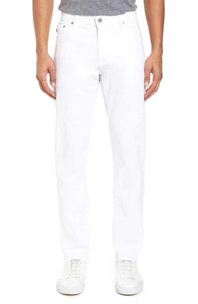 Shop Ag Everett Sueded Stretch Sateen Straight Fit Pants In White