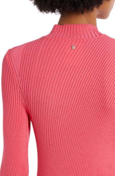 Shop Versace Slash Detail Long Sleeve Twisted Rib Sweater Dress In Flamingo
