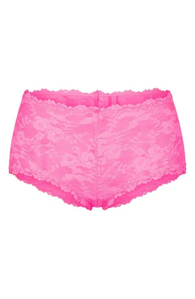 Shop Skims Stretch Lace Boyshorts In Pink
