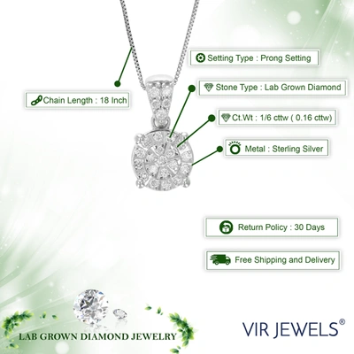 Vir Jewels 1/6 Cttw Lab Grown Diamond .925 Sterling Silver Pendant Necklace 1/4 Inch With 18 Inch Chain In Silver