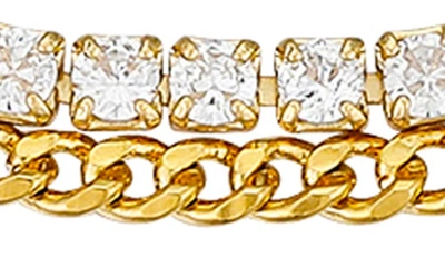 Shop La Rocks Cubic Zirconia Curb Chain Bracelet In Gold