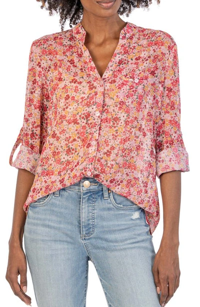 Shop Kut From The Kloth Jasmine Chiffon Button-up Shirt In Marseill Soft Coral