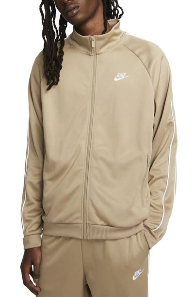 Shop Nike Sporstwear Club Jacket In Khaki/ White