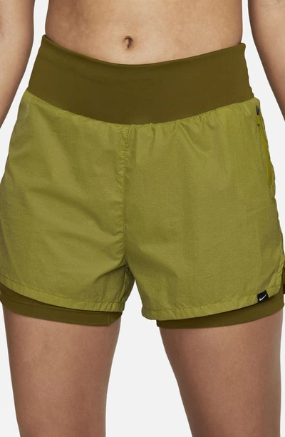 Shop Nike Run Division 2-in-1 Reflective Shorts In Moss/ Olive Flak