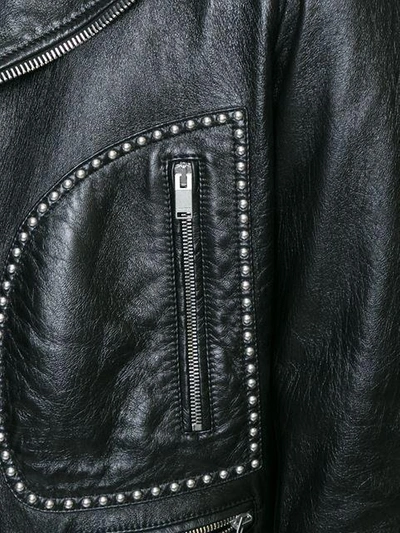 Saint Laurent Fringe Leather Moto Jacket In Black-grey | ModeSens