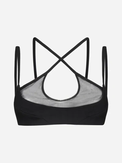 Shop Attico Amos Tulle And Jersey Bra In Black