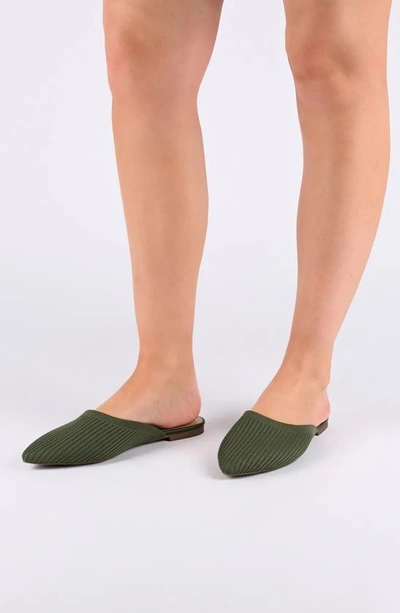 Journee Collection Aniee Knit Mule In Olive