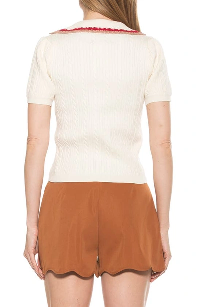 Alexia Admor Kith Knit Button Top In Ivory