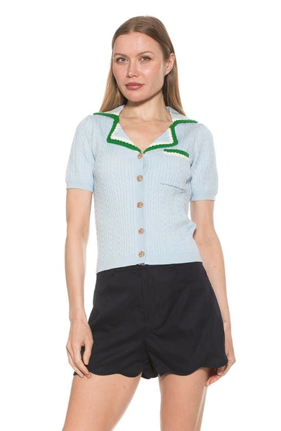 Alexia Admor Kith Knit Button Top In Halogen Blue