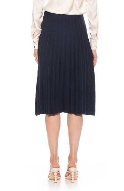 Shop Alexia Admor Eliza Pleated Knit Skirt In Navy