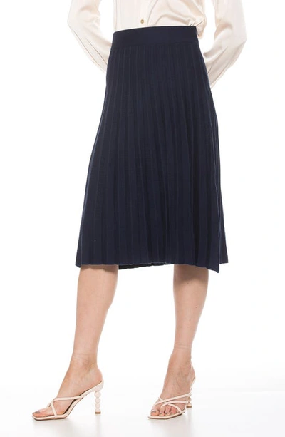 Shop Alexia Admor Eliza Pleated Knit Skirt In Navy