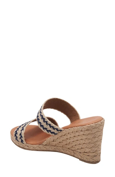 Shop Andre Assous Nolita Raffia Wedge Slide Sandal In Navy