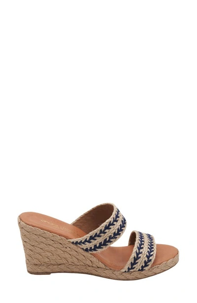 Shop Andre Assous Nolita Raffia Wedge Slide Sandal In Navy