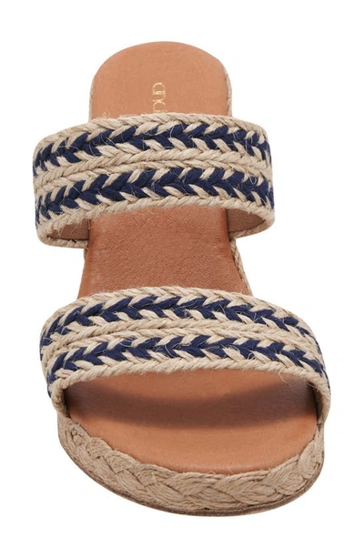 Andre Assous Nolita Raffia Wedge Slide Sandal In Navy