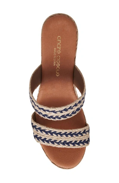 Shop Andre Assous Nolita Raffia Wedge Slide Sandal In Navy