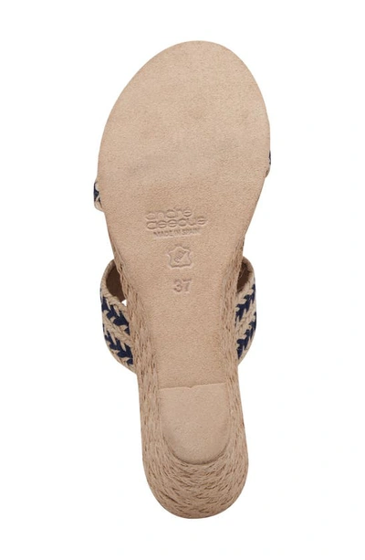 Andre Assous Nolita Raffia Wedge Slide Sandal In Navy