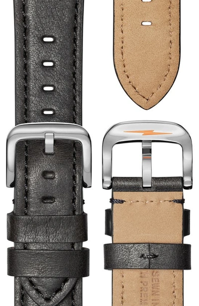 Shop Shinola Runwell Automatic Leather Strap Watch, 45mm In Black