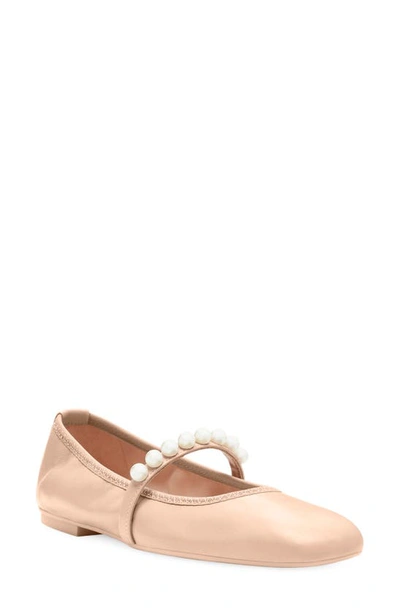Shop Stuart Weitzman Goldie Ballet Flat In Poudre Lacquered Nappa