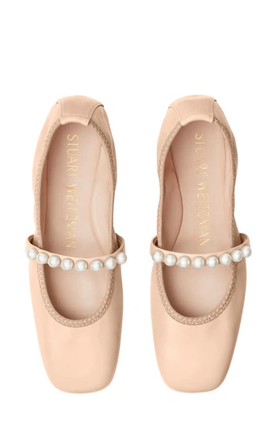 Shop Stuart Weitzman Goldie Ballet Flat In Poudre Lacquered Nappa