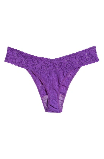 Shop Hanky Panky Original Rise Lace Thong In Twilight Purple