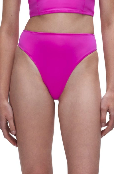 Shop Good American Scuba Good Waist Bikini Bottoms In Fuchsia Pink001