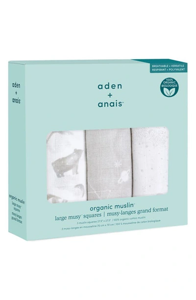 Shop Aden + Anais 3-pack Assorted Large Cotton Muslin Musy Squares In Map The Stars Grey