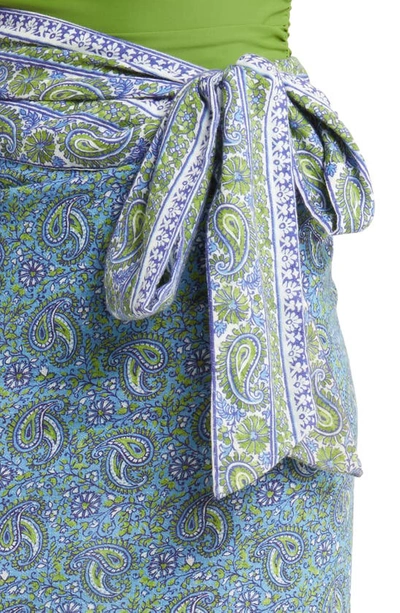 Shop Veronica Beard Amura Paisley Wrap Cover-up Skirt In Electric Blue Multi